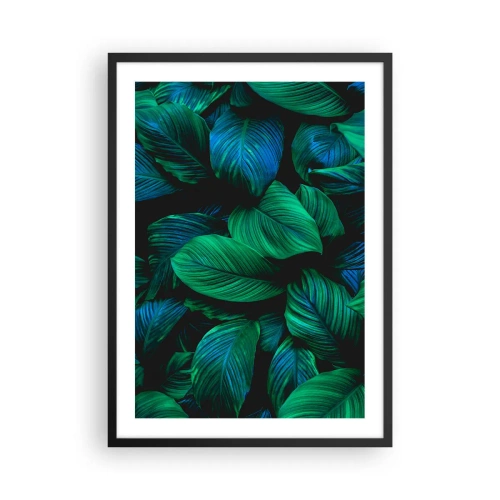 Pôster com moldura preta - Folhas verdes em tons intensos - 50x70cm - Na multidão verde - Decoração de parede moderna para a sala de estar e quarto ARTTOR