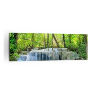 Quadro em tela - Afogar-se na turquesa e vegetação - 160x50 cm