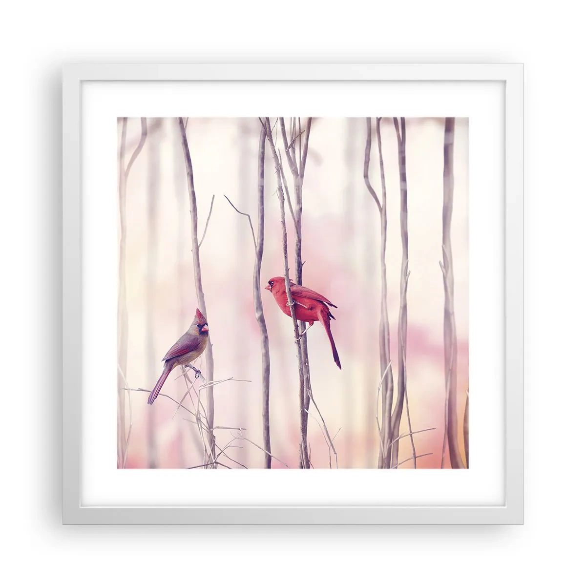 Pôster em moldura branca - O Conto da floresta rosa - 40x40 cm