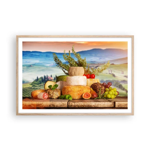 Pôster com moldura de carvalho claro - Alegria italiana - 91x61 cm