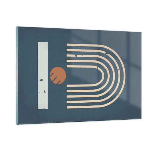 Quadro em vidro - Geometria em azul marinho - 120x80 cm