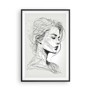 Pôster com moldura preta - Retrato em pensamento - 61x91 cm