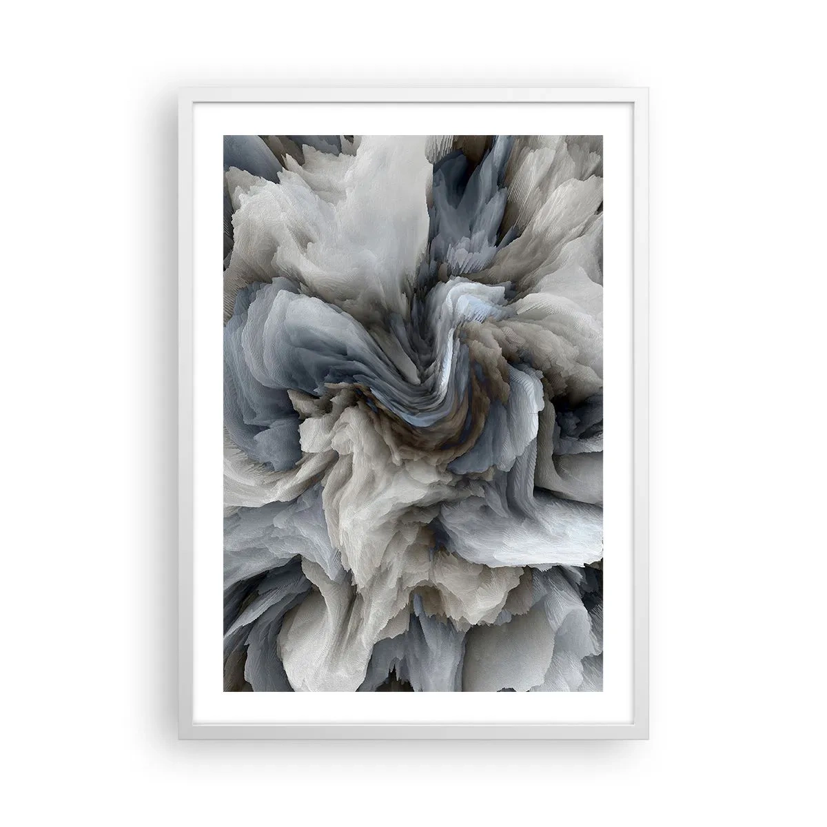 Pôster em moldura branca - Pedra e flor - 50x70 cm