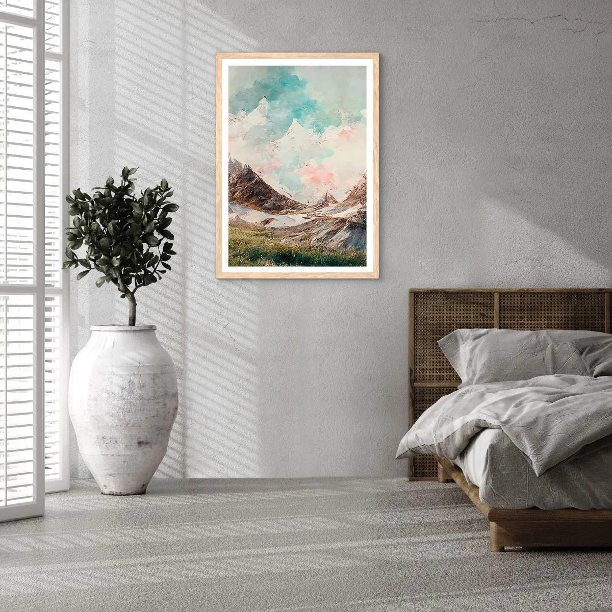 Pôster com moldura de carvalho claro - Lâminas de rocha - 61x91 cm
