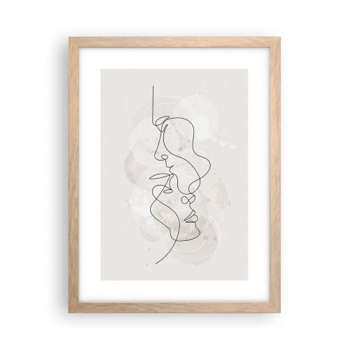 Pôster com moldura de carvalho claro - Emaranhados num abraço - 30x40 cm