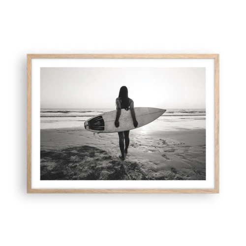 Pôster com moldura de carvalho claro - Filha da onda do mar - 70x50 cm