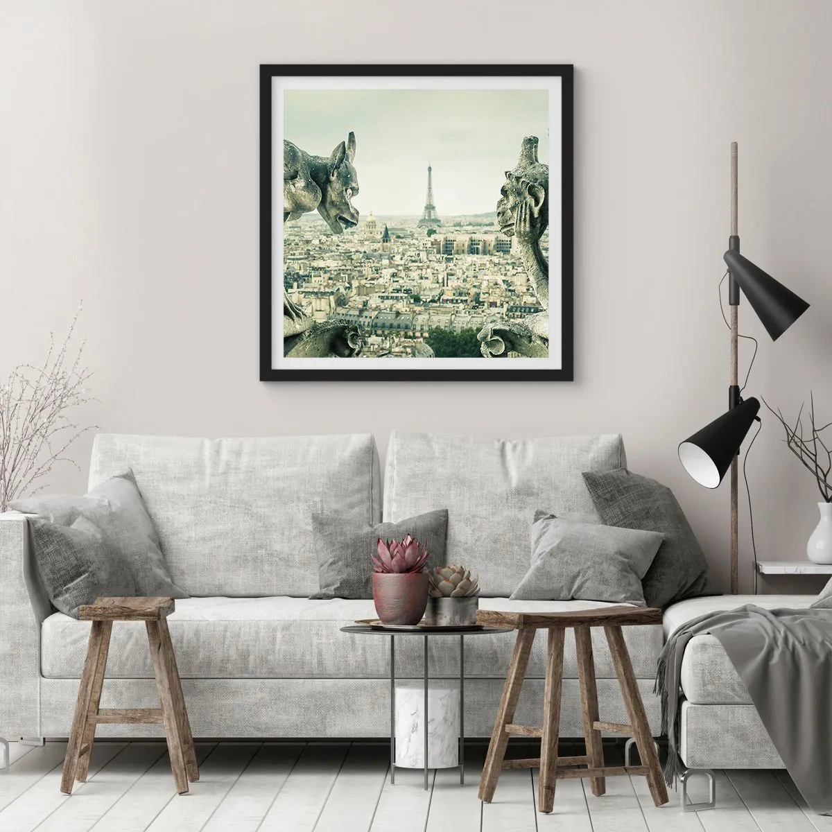 Pôster com moldura preta - Conversas parisienses - 30x30 cm