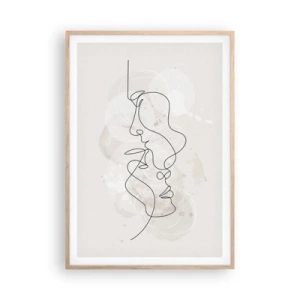 Pôster com moldura de carvalho claro - Emaranhados num abraço - 70x100 cm