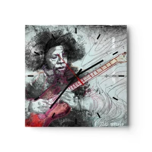 Relógio de parede - Relógio em vidro - Nas ondas da música - 30x30 cm