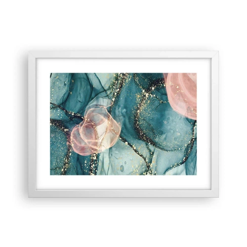 Pôster em moldura branca - Azul seda, rosa tule - 40x30 cm