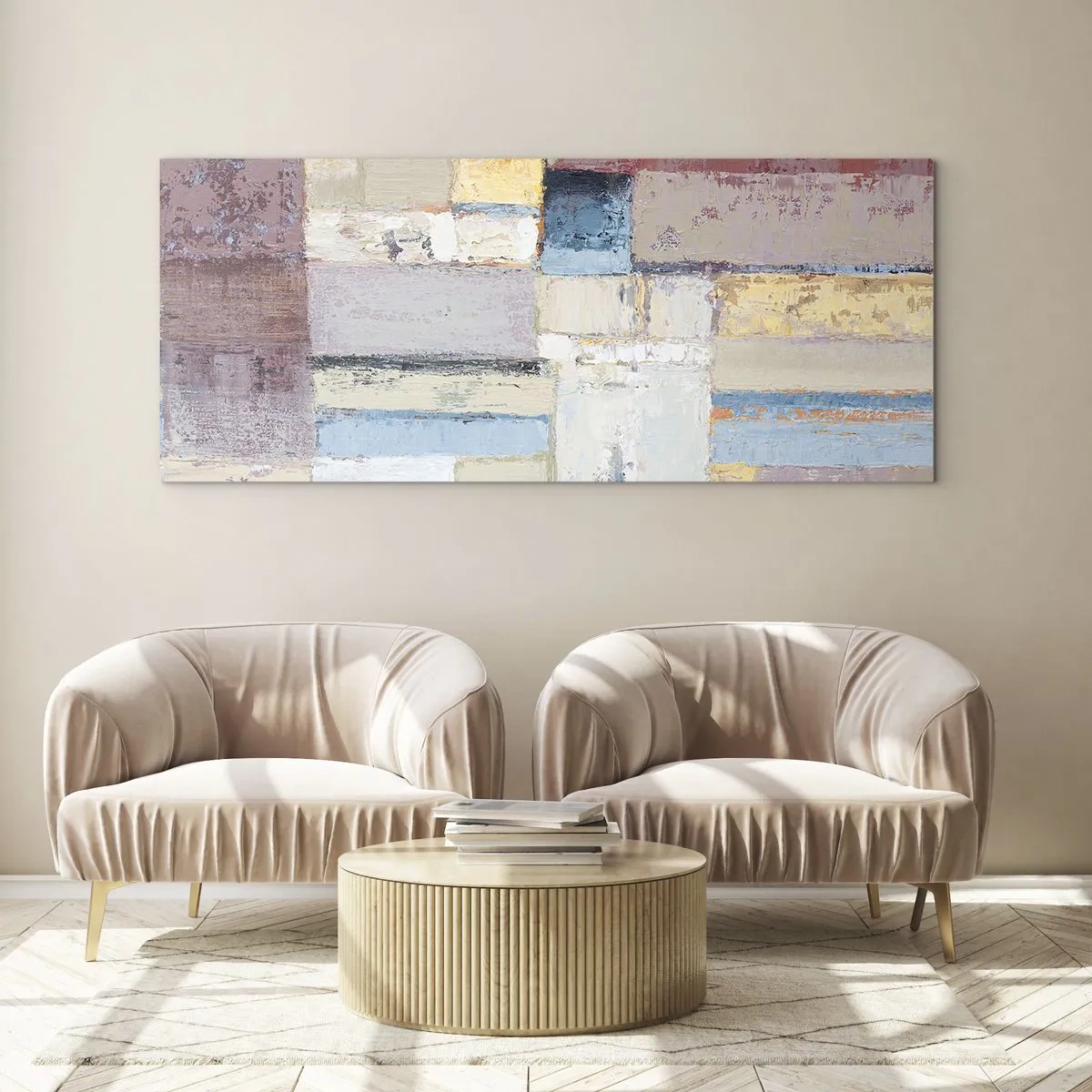 Quadro em vidro - A paz da geometria - 90x30 cm