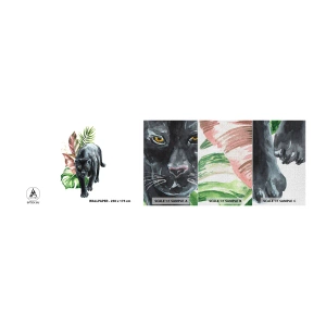 Amostra de papel de parede Premium Canvas - Coração selvagem - Pantera negra, Animais, Natureza - 100x30 cm