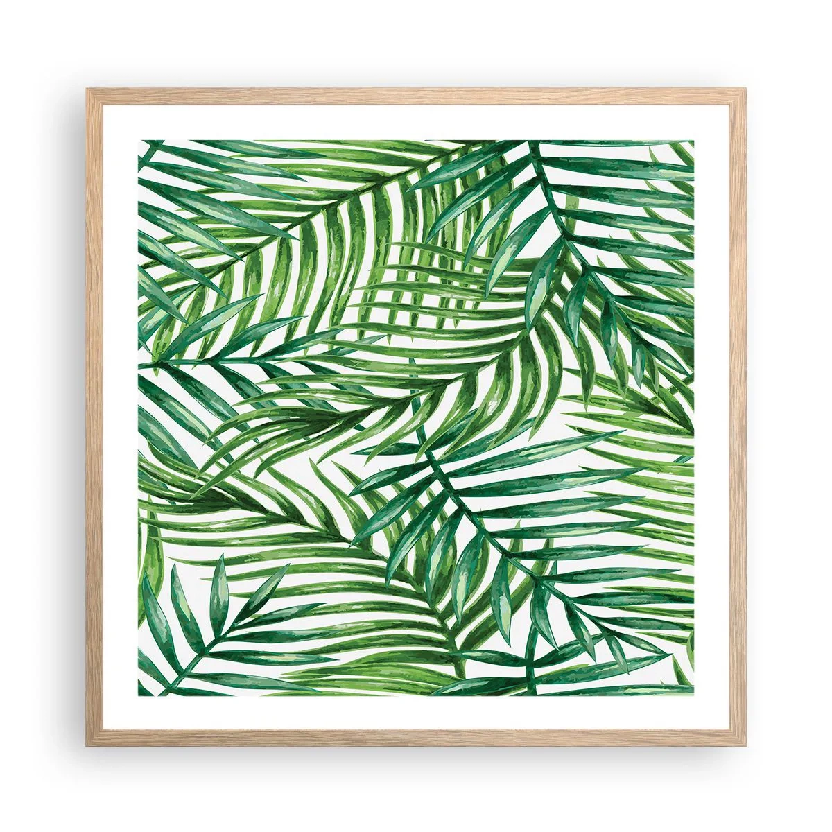 Pôster com moldura de carvalho claro - Sob as folhas verdes - 60x60 cm