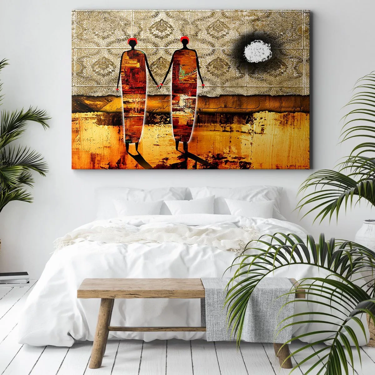 Quadro em tela - Composição étnica nas cores da África - 100x70 cm