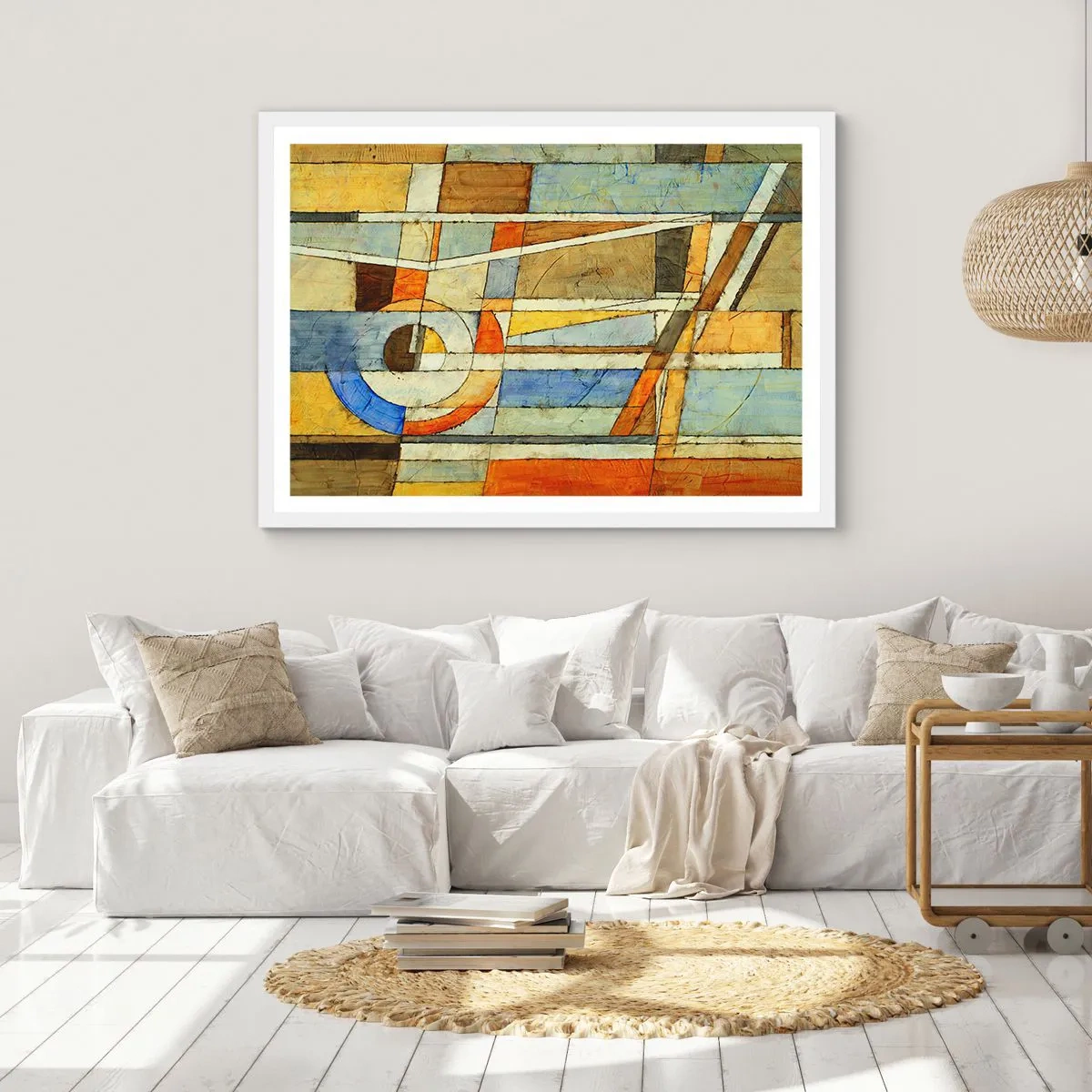 Pôster em moldura branca - Cubismo em construção - 100x70 cm