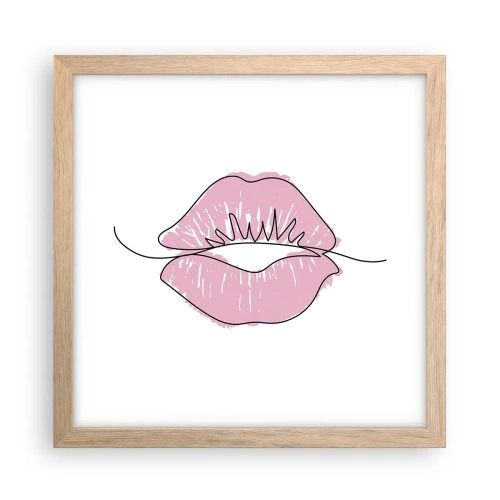 Pôster com moldura de carvalho claro - Pronto para beijar? - 30x30 cm