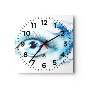 Relógio de parede - Relógio em vidro - Mergulho no olhar azul - 40x40 cm