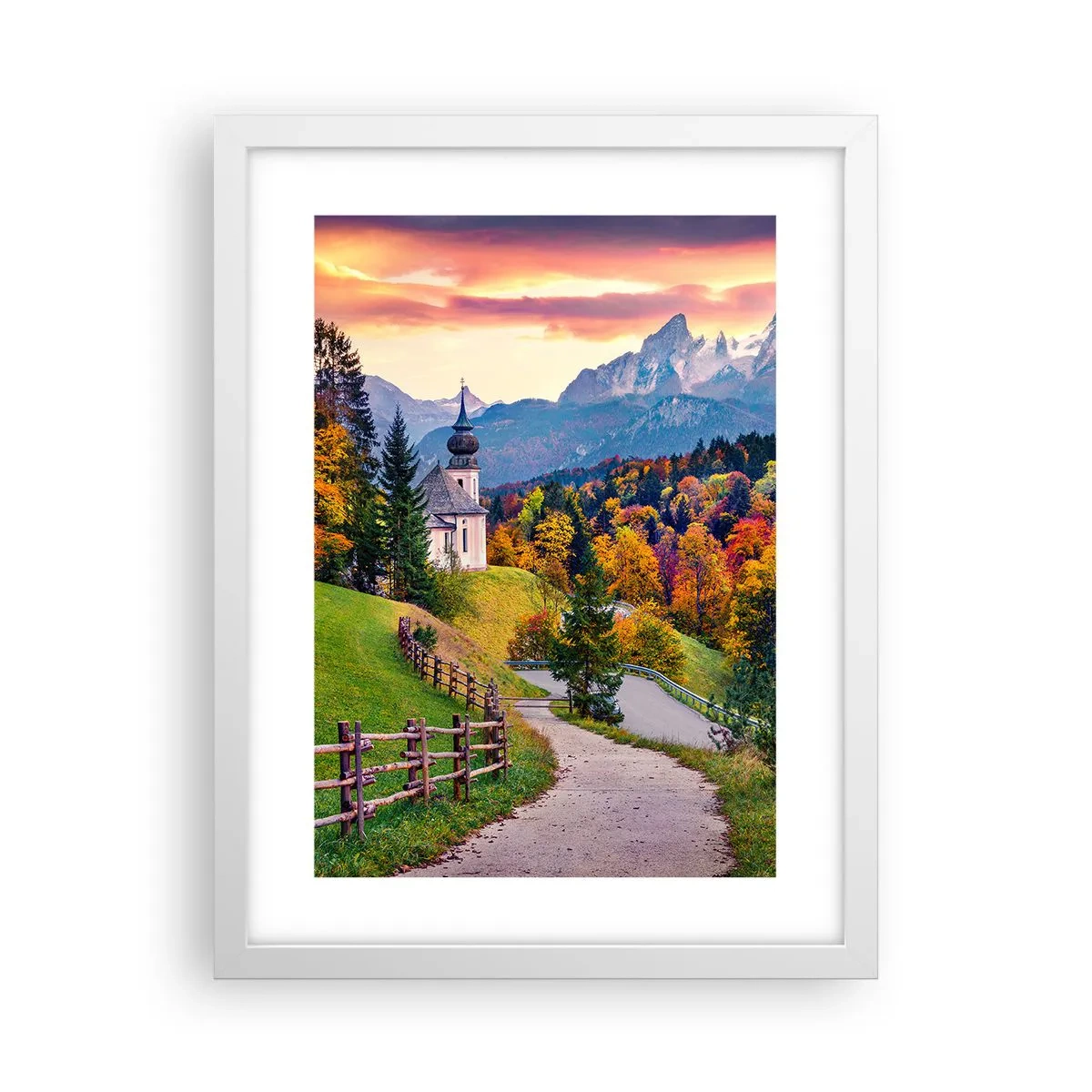 Pôster em moldura branca - Paisagem como uma pintura - 30x40 cm