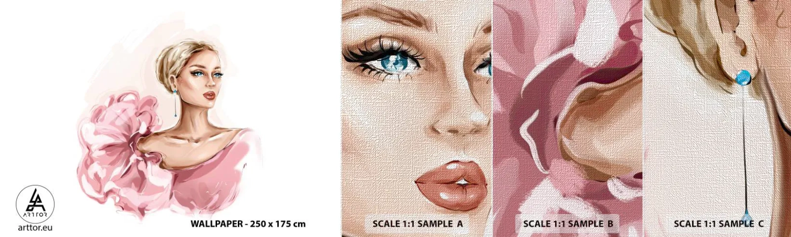 Amostra de papel de parede Premium Canvas - Parece pintada... - Mulher, Moda, Gráficos - 100x30 cm