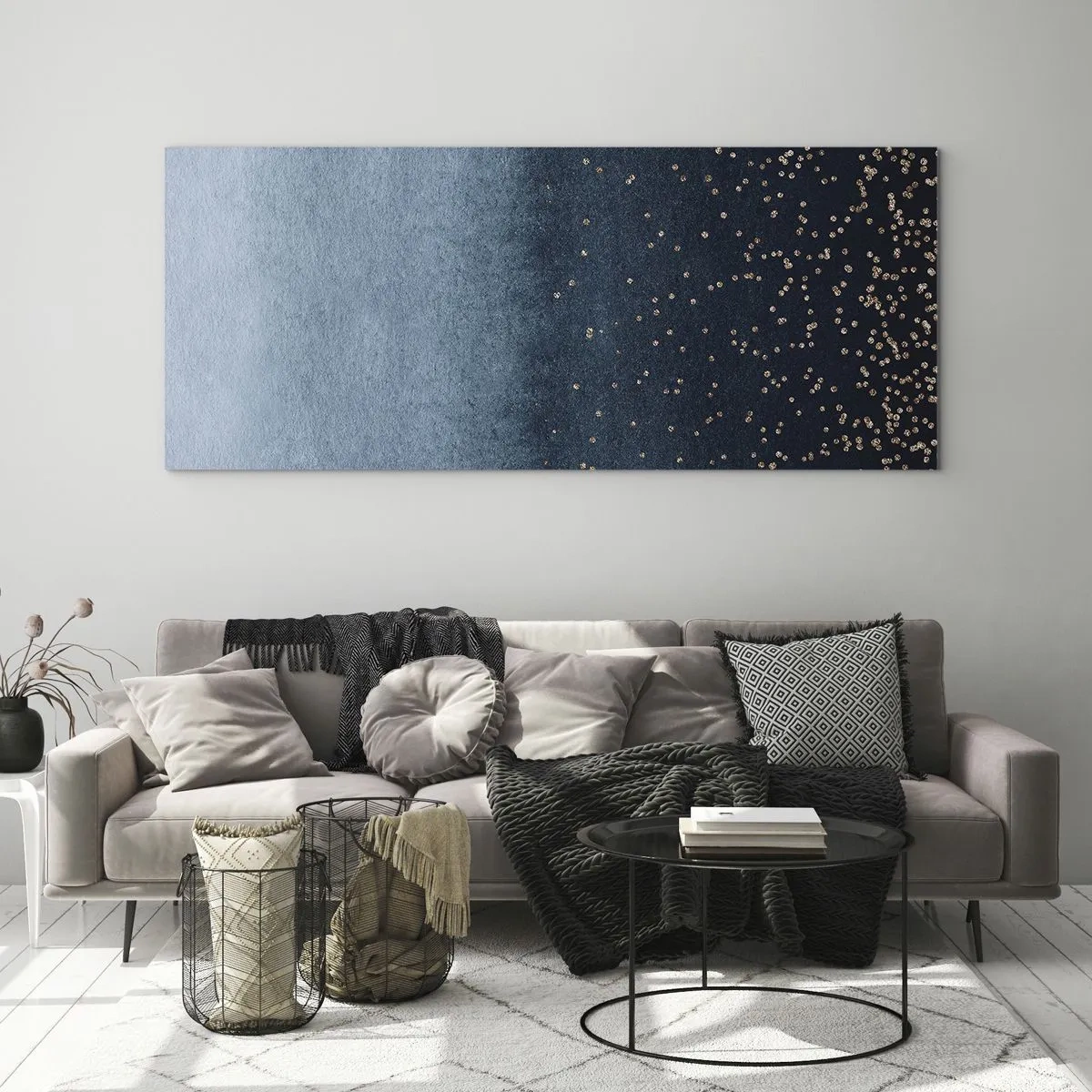 Quadro em vidro - Composição – fases azuis - 120x50 cm