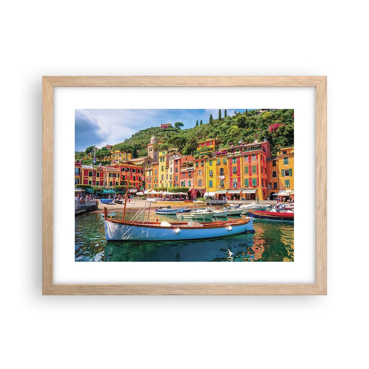 Pôster com moldura de carvalho claro - Manhã italiana - 40x30 cm