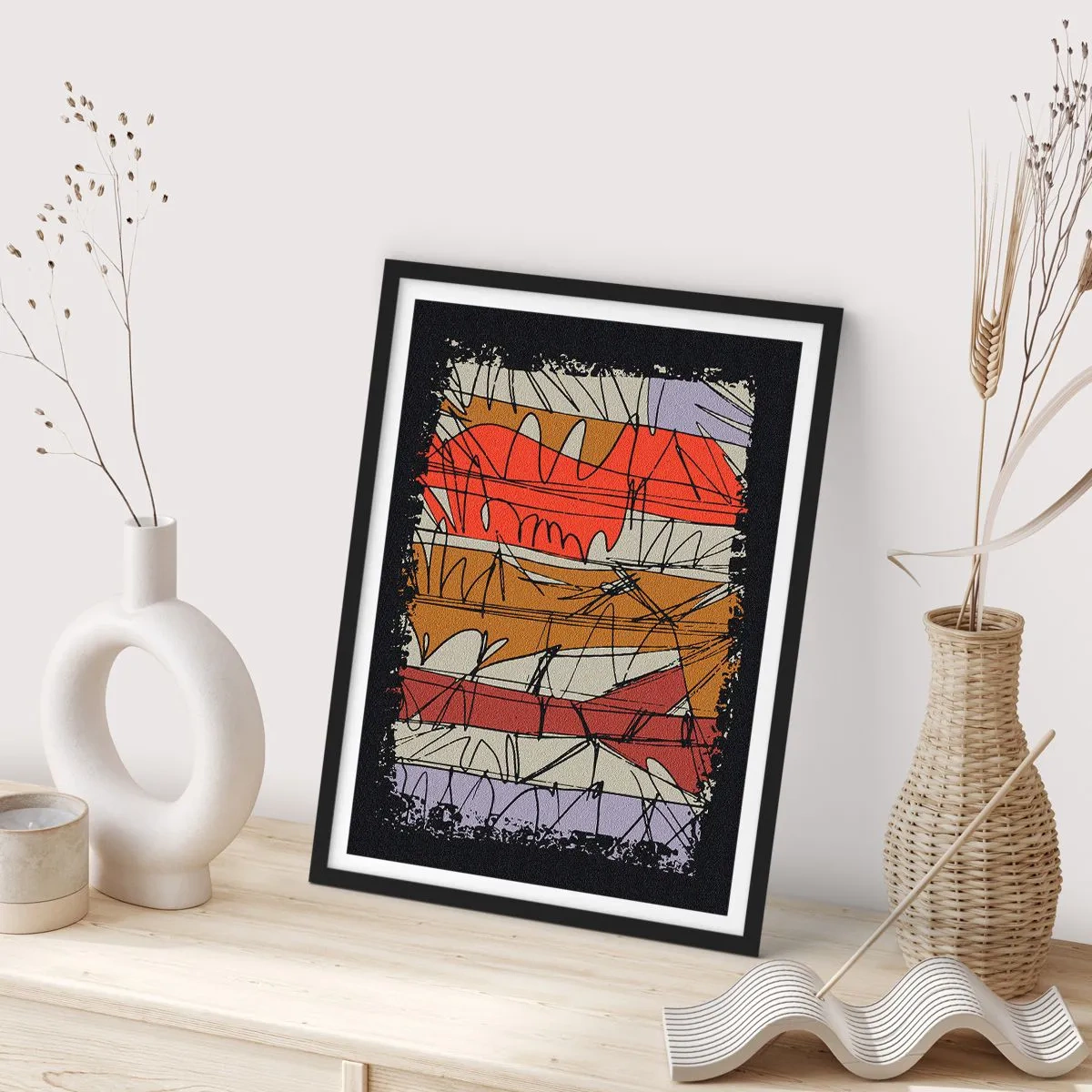 Pôster com moldura preta - Composição espontânea - 61x91 cm