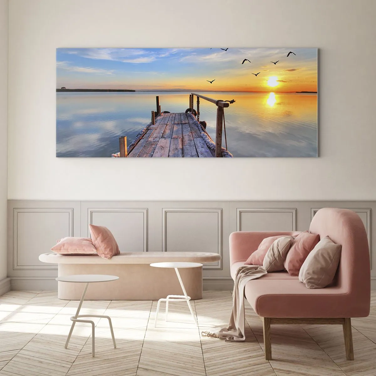 Quadro em vidro - Caminhando em direção ao sol - 90x30 cm