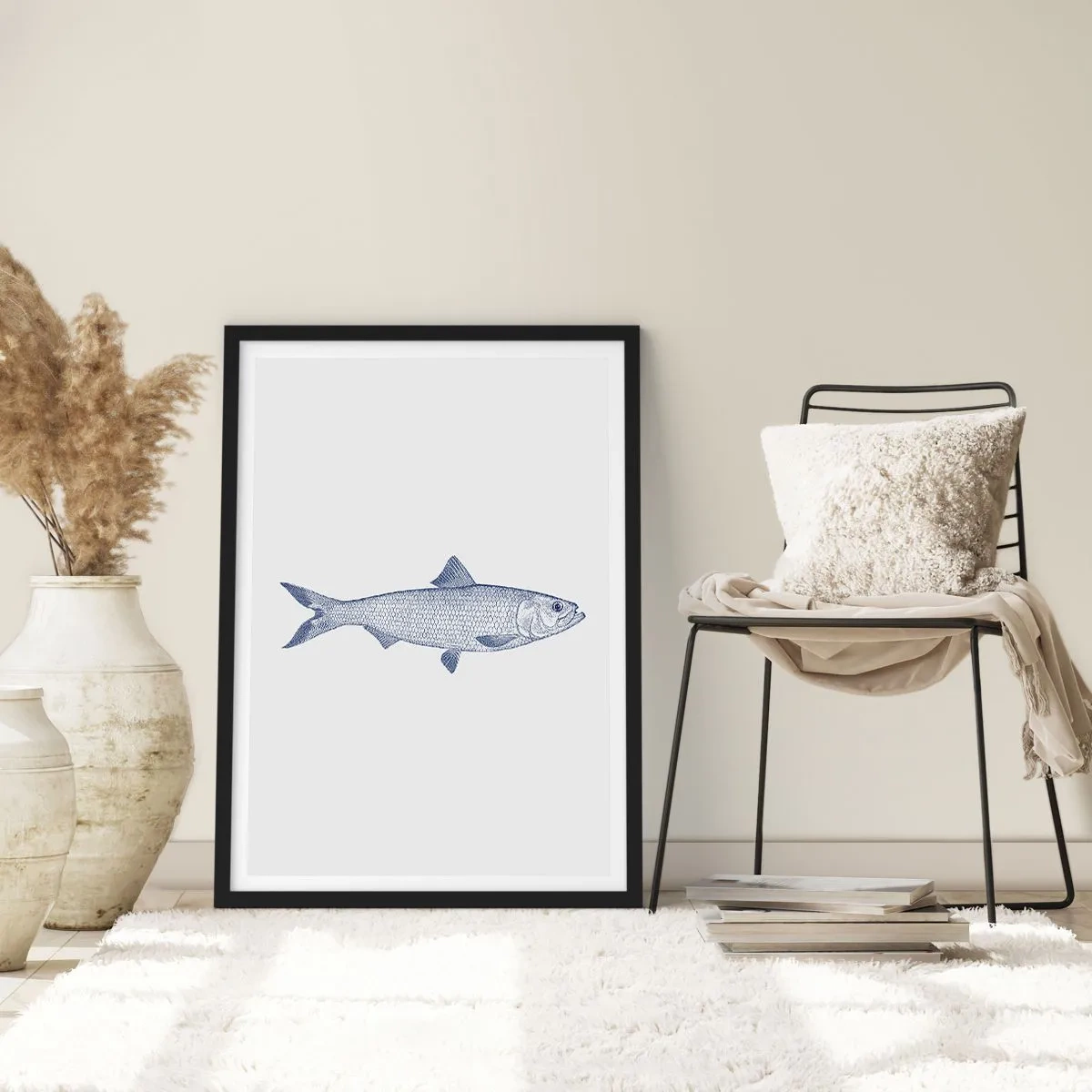 Pôster com moldura preta - Saudações dos mares do norte - 30x40 cm