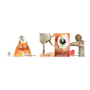 Amostra de Papel de Parede Standard Eco - Paradoxos do amor - Para crianças, Rato, Gato - 100x30 cm