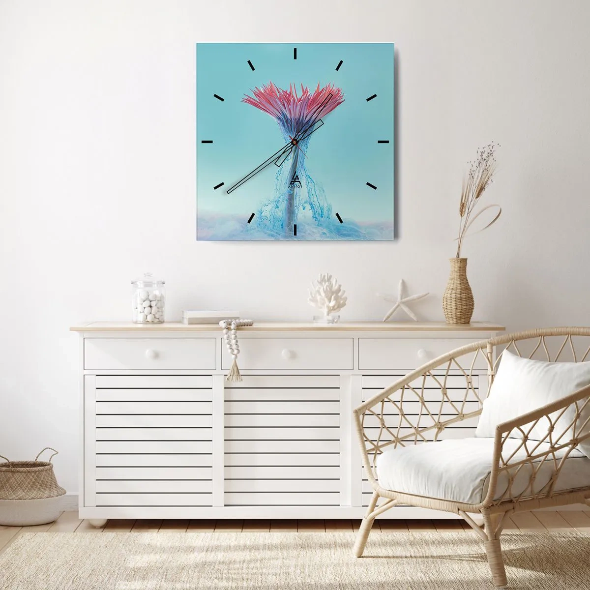 Relógio de parede - Relógio em vidro - Num abraço revigorante - 40x40 cm