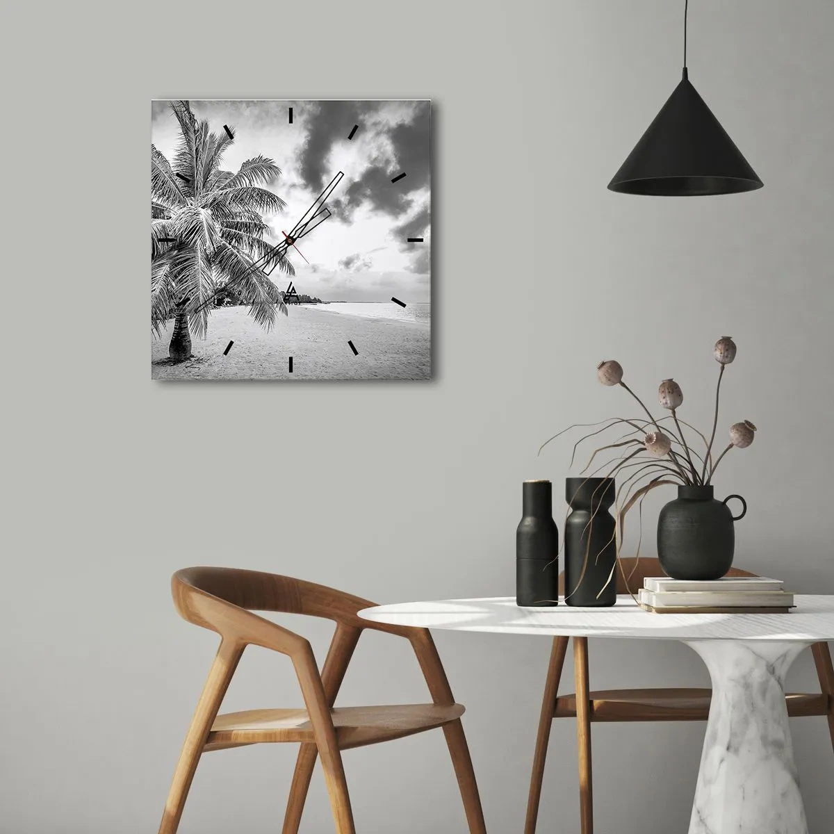 Relógio de parede - Relógio em vidro - Quando anseia por solidão... - 40x40 cm