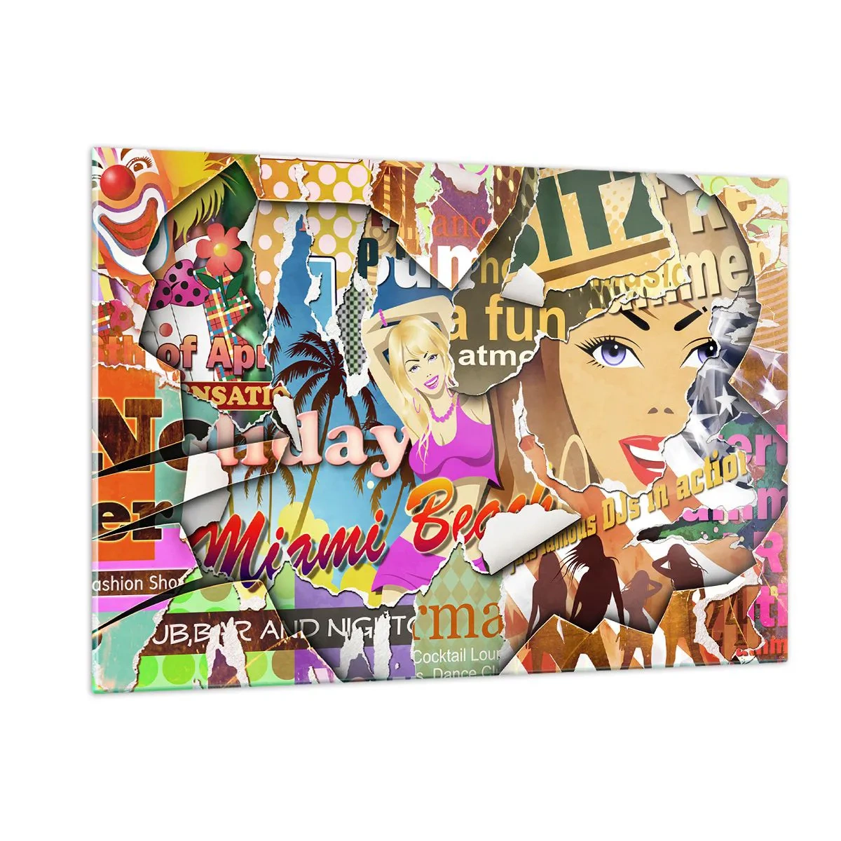 Quadro em vidro - Flashbacks das férias - 120x80 cm