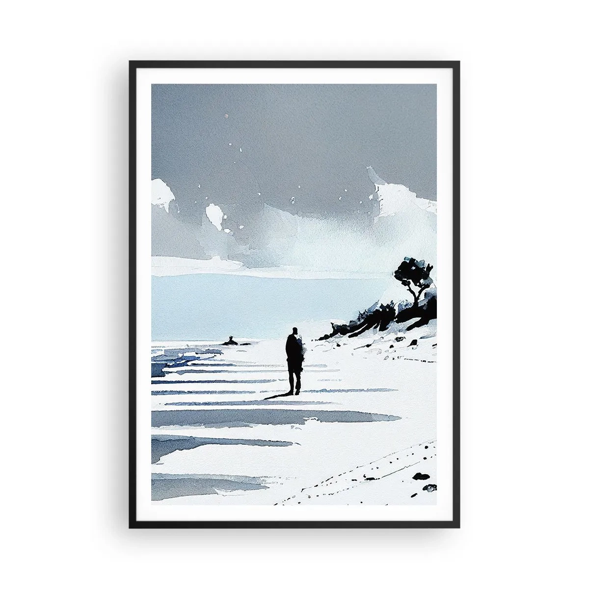 Pôster com moldura preta - Sozinho - 70x100 cm