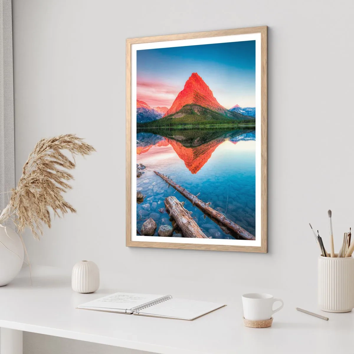 Pôster com moldura de carvalho claro - Calor e frio - 50x70 cm