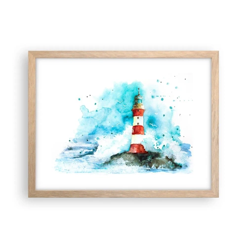 Pôster com moldura de carvalho claro - Unidade dos elementos da natureza - 40x30 cm
