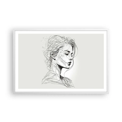 Pôster em moldura branca - Retrato em pensamento - 91x61 cm