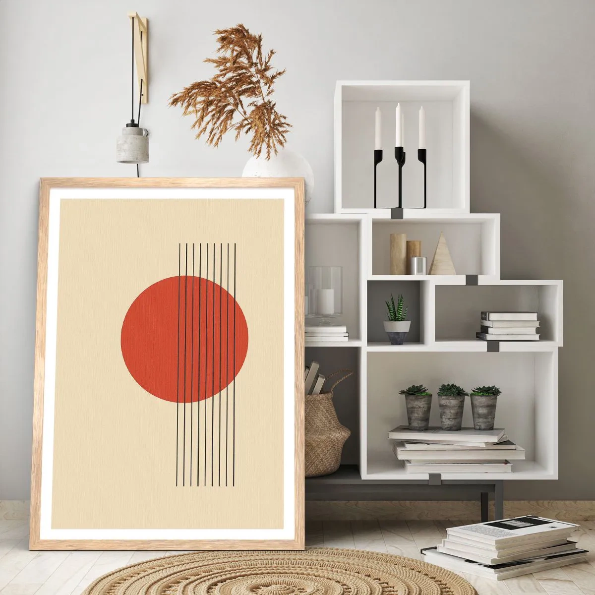 Pôster com moldura de carvalho claro - Em círculo e mais além - 70x100 cm