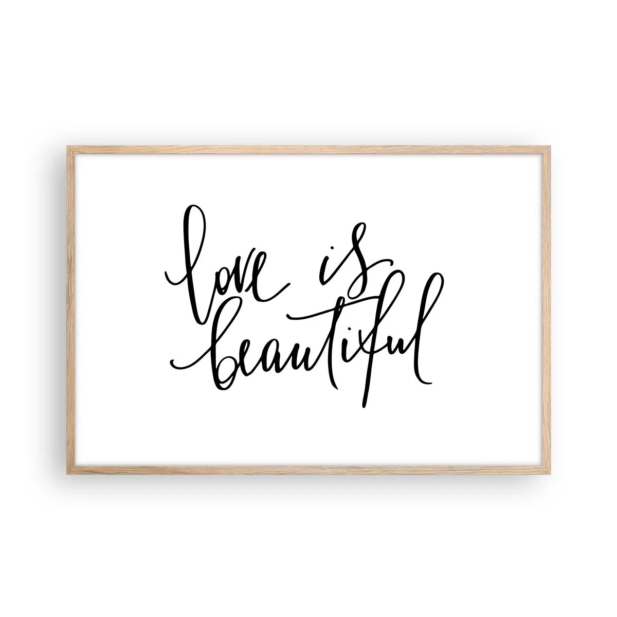 Pôster com moldura de carvalho claro - Leia e repita - 91x61 cm