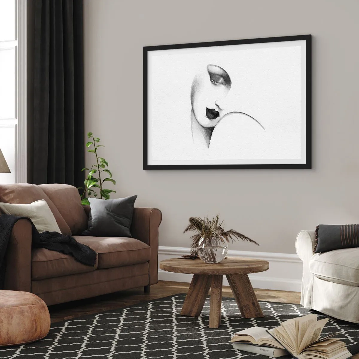 Pôster com moldura preta - No estilo de Łempicka - 91x61 cm