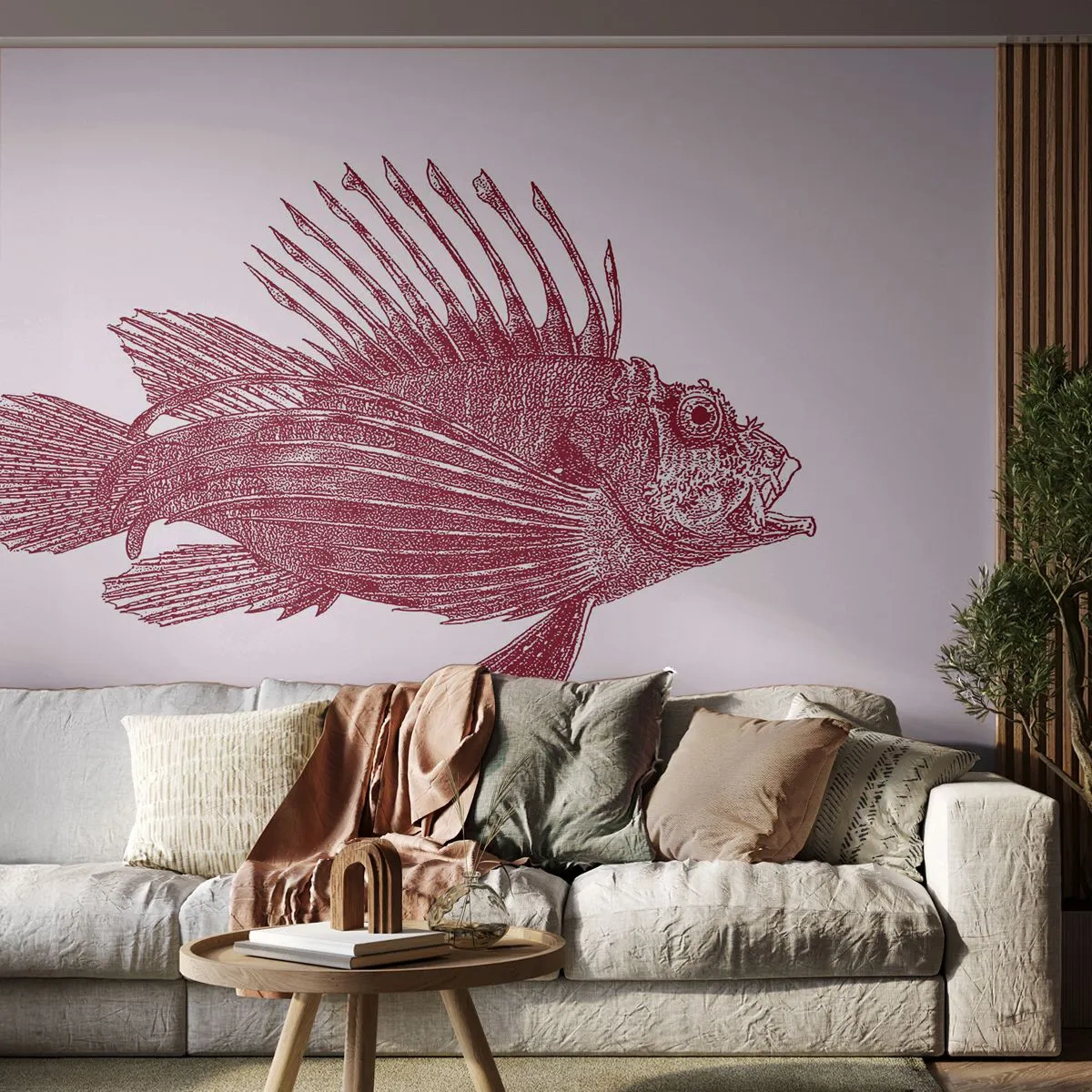 Papel de Parede Autocolante Deluxe Sticker - Um habitante de águas exóticas - Peixe, Peixe-Leão, Tropical - 200x140 cm