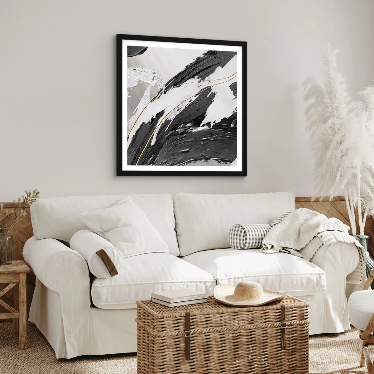 Pôster com moldura preta - Abstração em grande escala - 50x50 cm