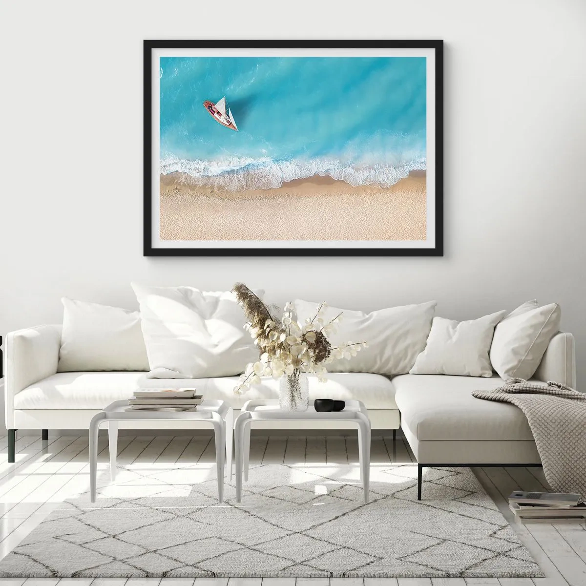 Pôster com moldura preta - No limite do azul e do ouro - 50x40 cm