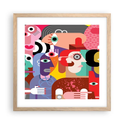 Pôster com moldura de carvalho claro - Viemos da parte do Sr. Picasso - 40x40 cm