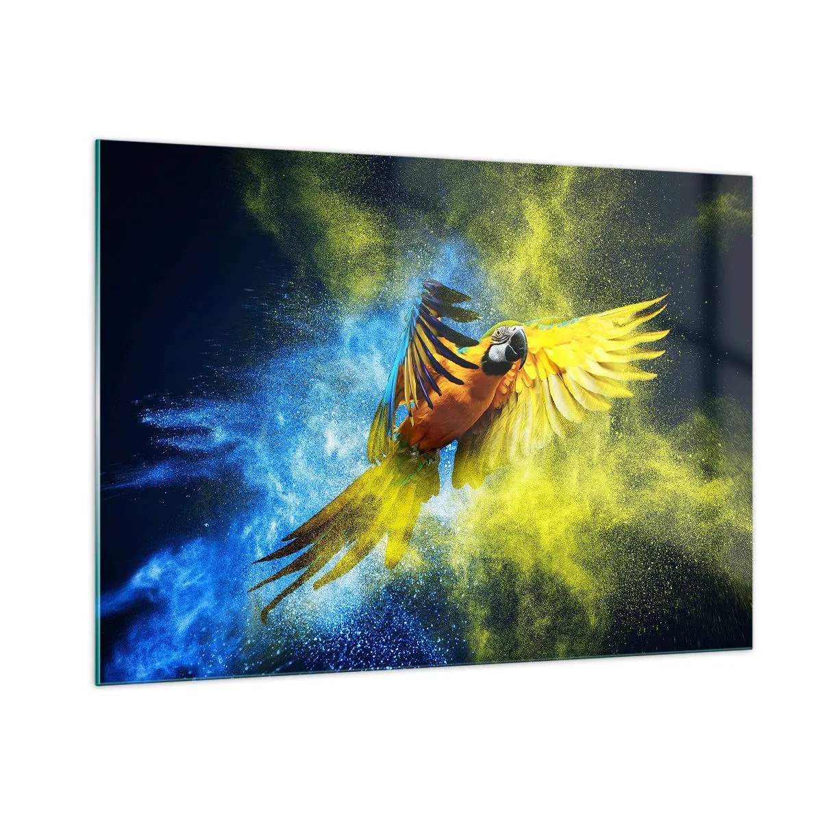 Quadro em vidro - Em pó azul-dourado - 100x70 cm