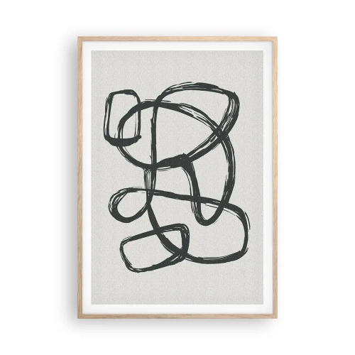 Pôster com moldura de carvalho claro - Abstração em loop - 70x100 cm