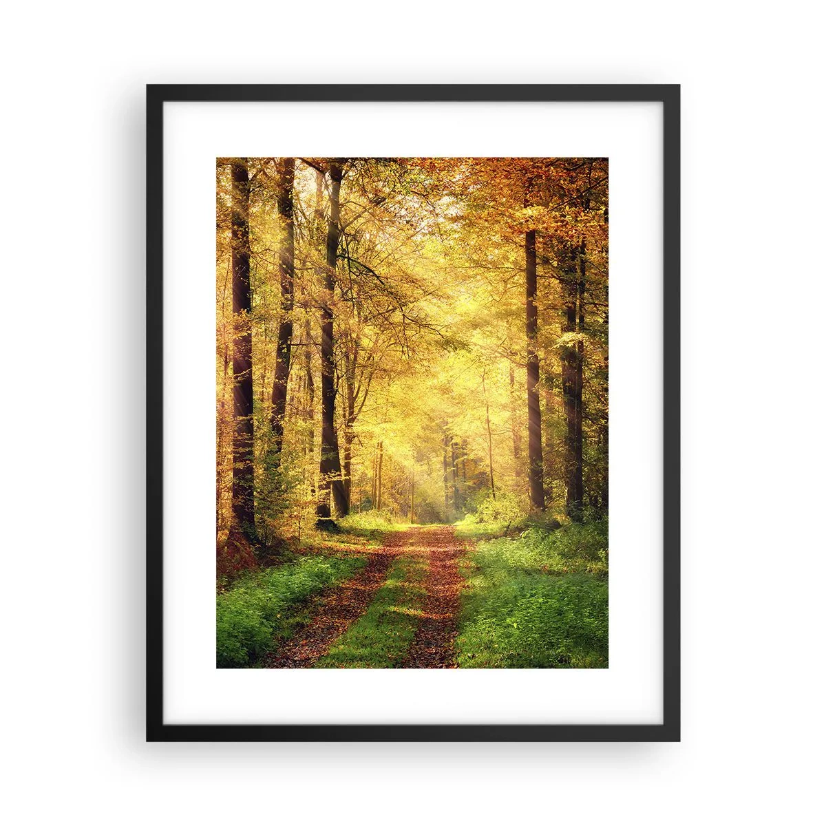 Pôster com moldura preta - Silêncio dourado da floresta - 40x50 cm