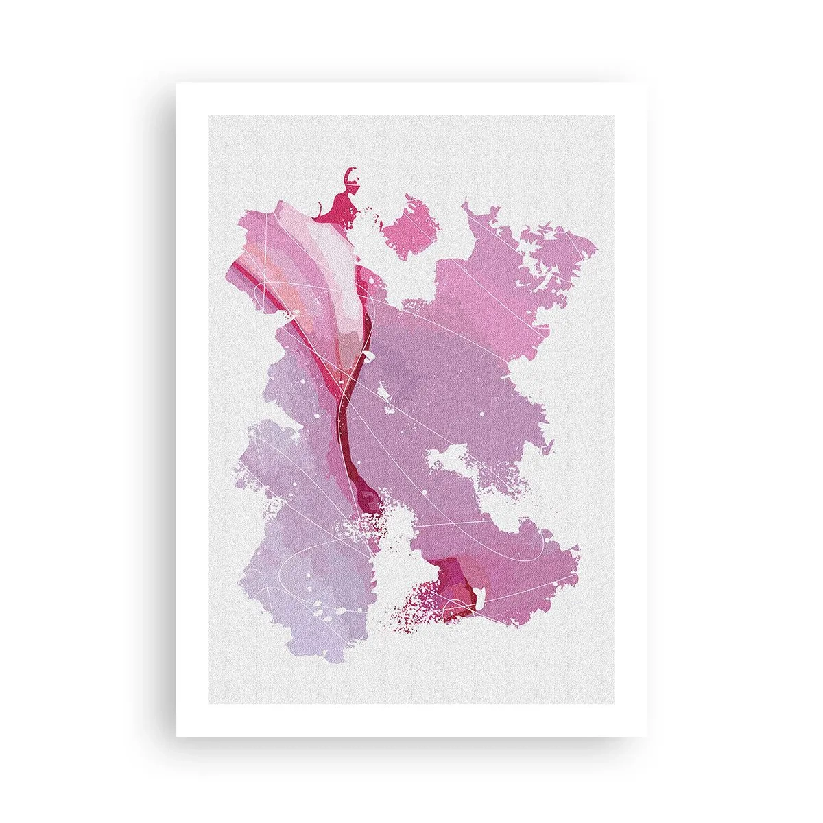 Pôster - Mapa do mundo rosa - 50x70 cm