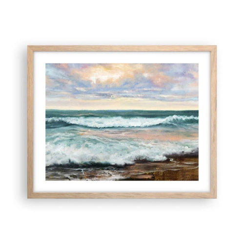 Pôster com moldura de carvalho claro - Aqui suavizas a alma - 50x40 cm