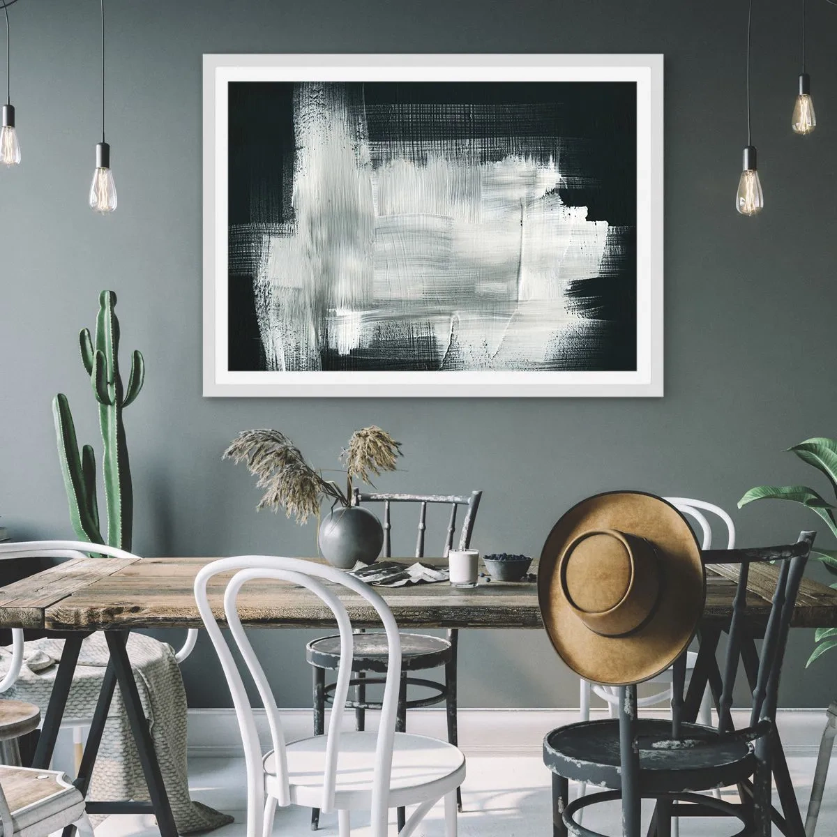 Pôster em moldura branca - Entrelaçado na vertical e horizontal - 70x50 cm