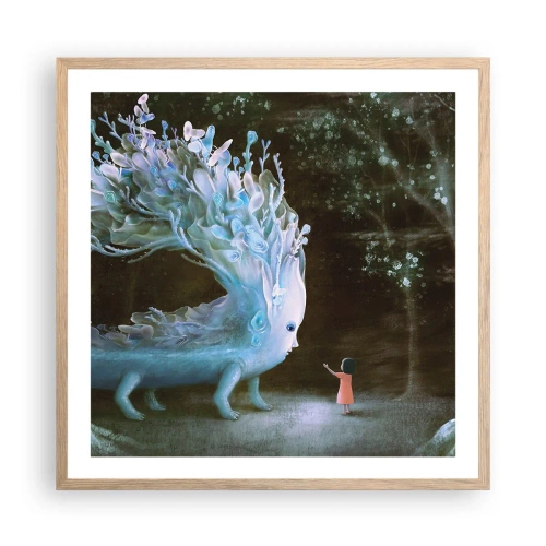 Pôster com moldura de carvalho claro - Encontro fantástico - 60x60 cm